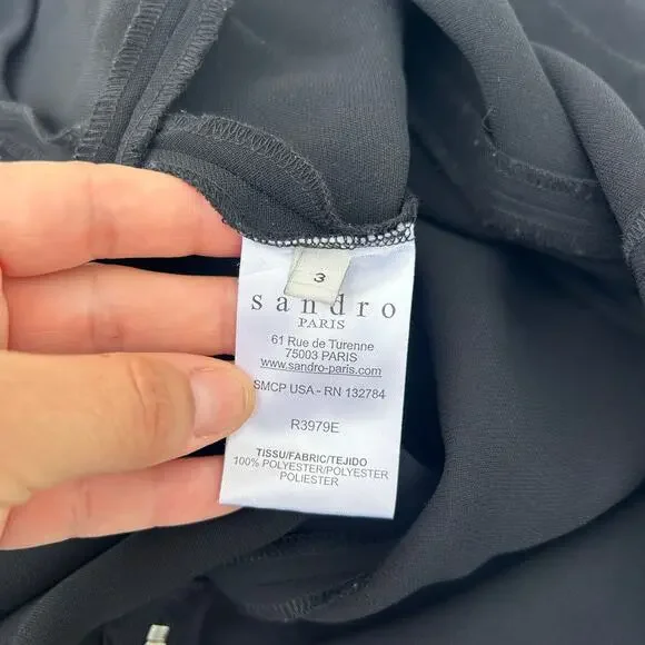 Sandro Paris Cut Out Black Mini Dress Edgy 8 Medium Short Going Out Chic - Picture 8 of 9